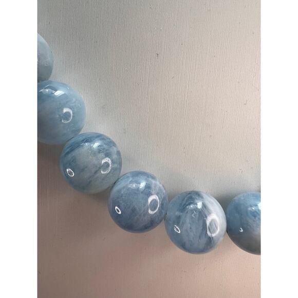 11mm Aquamarine beaded necklace with sterling silver clasp - Picture 3 of 11